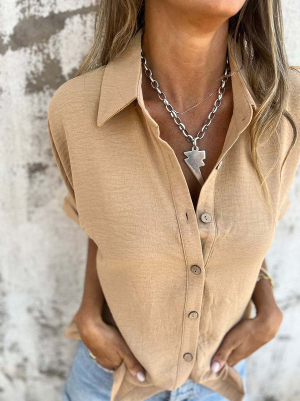 Women's Turn-down Collar Casual Blouse Tops Ladies