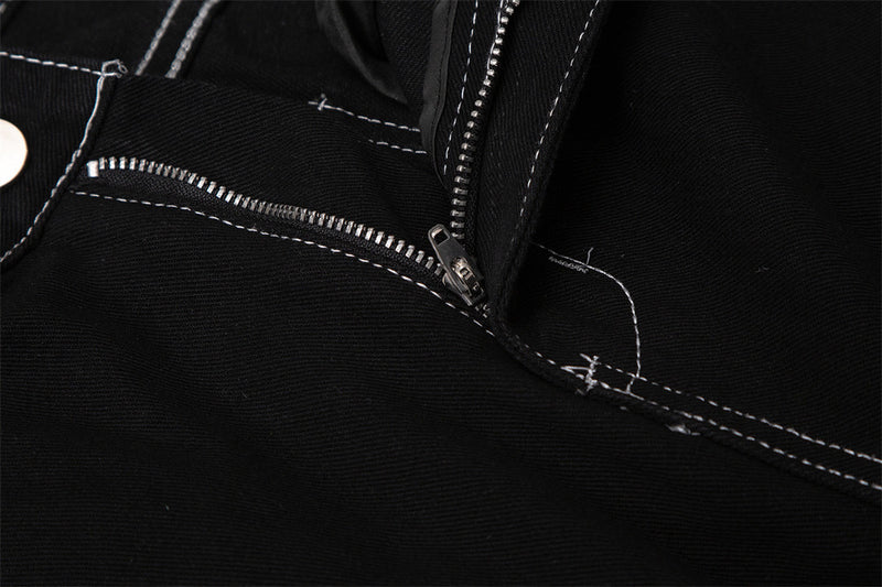 Flame Embroidery Casual Jeans Men