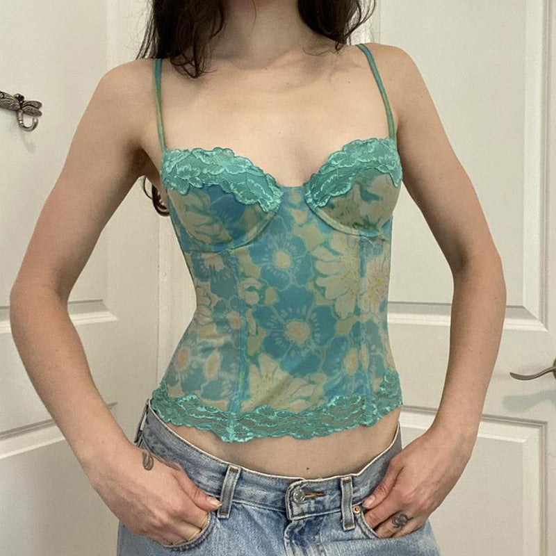 European And American Vacation Style Adjustable Shoulder Strap Retro Hot Girl Camisole