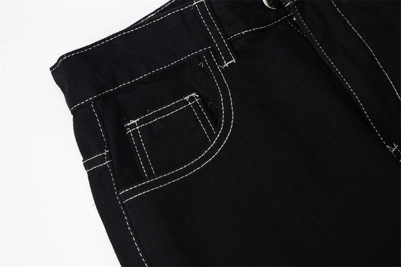 Flame Embroidery Casual Jeans Men